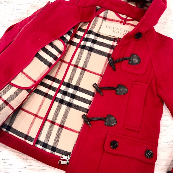 Burberry Brit Wool Duffle Coat- Red Size US 2 - Picture 4 of 8